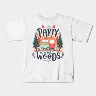 Party in the Woods text outdoor Kids T-Shirt